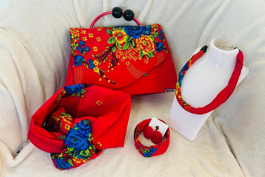 AfriGlow Handbag Set - Red