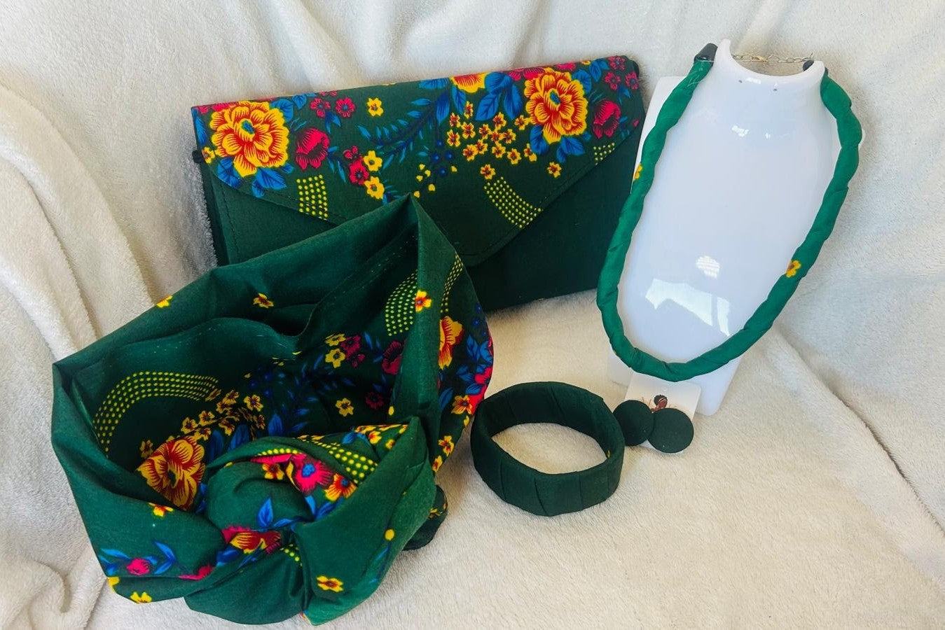 Afrochic Clutch Bag Set - Green