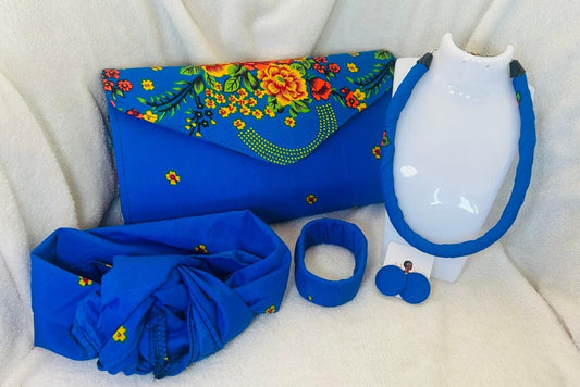 Afrochic Clutch Bag Set - Blue